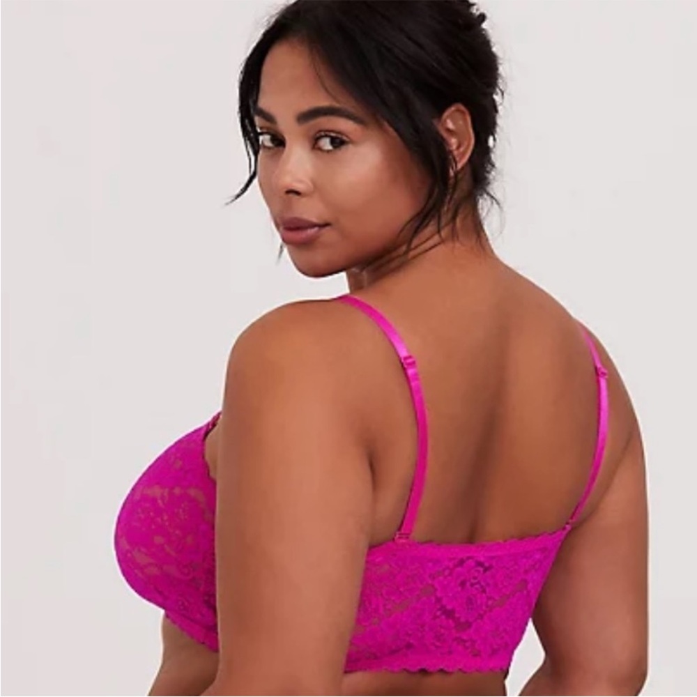 Torrid | NEW! Hot Pink Lace Removable Straps Bralette - Picture 2 of 5